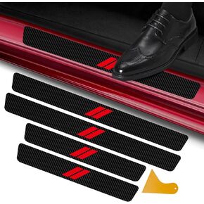Qianjiang Car Door Sill Protector for Charger Challenger Durango Journey, 4Pcs Carbon Fiber Anti-Dirty Scuff Plate Cover Guard Sills Protector Trim, Car Door Anti Kick Pad Sticker