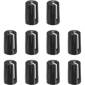MECCANIXITY Potentiometer Control Knob ABS Guitar Knob for 6mm D Type Shaft Electric Guitar Power Amplifiers Stereos,Bass Volume Tone 270 Degrees Rotary Knob Black White 10PCS