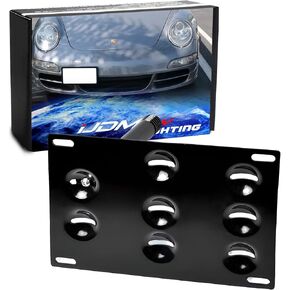 iJDMTOY No Drill Front Bumper Tow Hook License Plate Mounting Bracket Adapter Kit Compatible with 1994-2011 Porsche 911 924, 1997-2004 Boxster