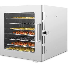 Food Dehydrator Machine, 8 Stainless Steel Trays, 700W Dehydrated Dryer, 190ºF Temperature Control, 24-Hour Timer, Dryer for dried meats, herbs, meats, beef, fruits and vegetables