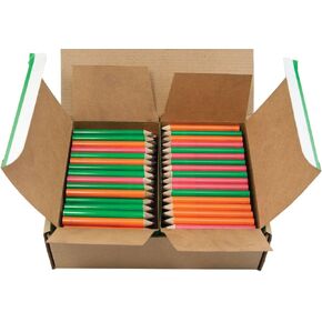 Mood Half Pencil (Heat Activated Color Changing Pencils) (Thermochromic) (Assorted Pack (Green, Orange, Red) (No Eraser) (Round) (Golf Pencils, Pew Pencil, Score Pencil Short Pencil)(Bulk Box of 288)