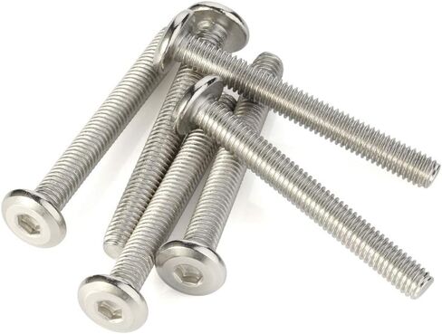 M6-1.0 x 60mm Flat Head Socket Head Screws for for Furniture Chair Table Desk Crib Bed, Stainless Steel 18-8, Bright Finish, Fully Threaded, 15 PCS in Kuwait