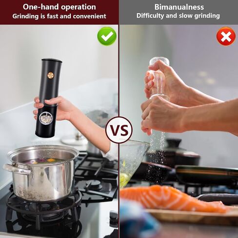 2Pack Electric Salt and Pepper Grinder Set, USB Rechargeable Electric Pepper Grinder Mill with Type-C Cable LED Lights Adjustable Coarseness One Handed Operation in Saudi Arabia