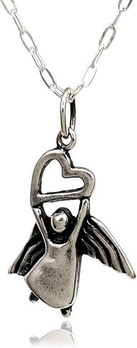Sterling Silver Guardian Angel Charm Necklace, 18" in Saudi Arabia