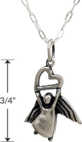 Sterling Silver Guardian Angel Charm Necklace, 18" in Saudi Arabia