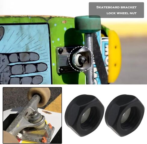 2 Sets Skateboard Truck Rebuild Kit Speed Washers & Bearing Spacers & Lock Nuts for Skateboards/Long Board Trucks (Black & Silver) in Saudi Arabia