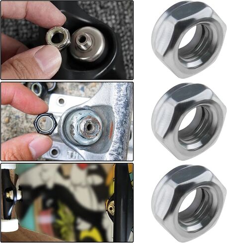 2 Sets Skateboard Truck Rebuild Kit Speed Washers & Bearing Spacers & Lock Nuts for Skateboards/Long Board Trucks (Black & Silver) in Saudi Arabia