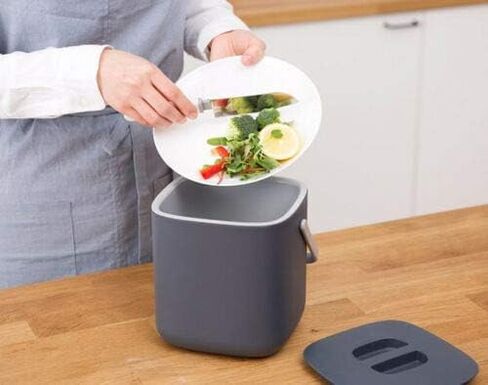 Food Waste Basket Bin W/Handle 2.6L (Dark Gray) in Saudi Arabia