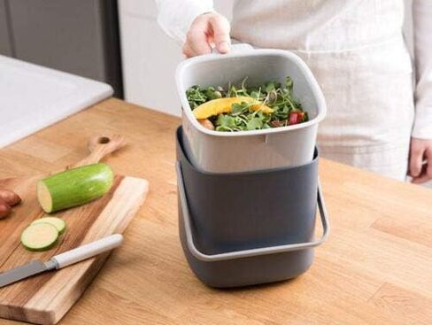 Food Waste Basket Bin W/Handle 2.6L (Dark Gray) in Saudi Arabia