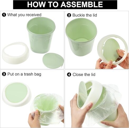8 قطع من سلة المهملات البلاستيكية الصغيرة مع غطاء متأرجح و360 كيس قمامة سطح المكتب، سلة قمامة صغيرة للطاولة، سلة نفايات صغيرة على سطح الطاولة للمنزل، المكتب، غرفة النوم، المطبخ in Kuwait