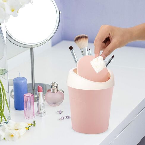 8 قطع من سلة المهملات البلاستيكية الصغيرة مع غطاء متأرجح و360 كيس قمامة سطح المكتب، سلة قمامة صغيرة للطاولة، سلة نفايات صغيرة على سطح الطاولة للمنزل، المكتب، غرفة النوم، المطبخ in Kuwait