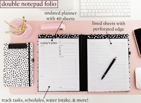 Steel Mill & Co Cute Clipboard Folio with Refillable Lined Notepad and Daily Planner Notepad, Double Notepad Clipboard Folder, 12.25" x 9.25" Padfolio for Work, Rose Floral in Saudi Arabia