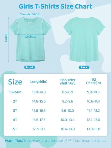 4 Pack Baby Girls Shirts Cotton Short-Sleeve Toddler Girls Shirts Puff Sleeve Crew Neck T-Shirt for Baby Toddler in Saudi Arabia