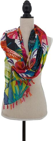 Premium Multicolor Tropical Block Print Cotton Scarf - 40" x 71" (1 Pc) - Unique Design for Beach, Travel & Fashion Enthusiasts in Saudi Arabia