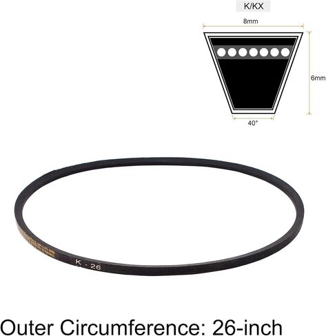 uxcell K-26 V Belt Machine Transmission Rubber, Black Replacement Drive Belt 26 inch Pitch Girth 8mm Width 6mm Height JIS Standard in Saudi Arabia
