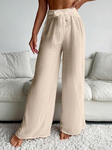 SHENHE Women's Swim Cover Up Pants Tie Front Wide Leg Loose Beach Palazzo Pants Coverups in Saudi Arabia