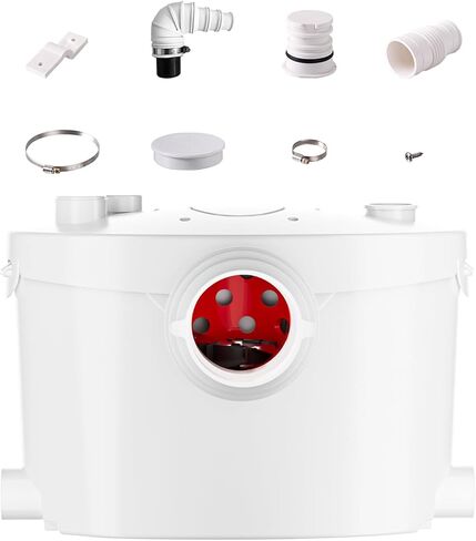 مضخات المرحاض SUPERFLO Macerator بقدرة 600 واط، مضخة نفايات الدش لنفايات حوض الاستحمام، مضخة الصرف الصحي مع فتحة تهوية و4 مداخل مياه in Kuwait