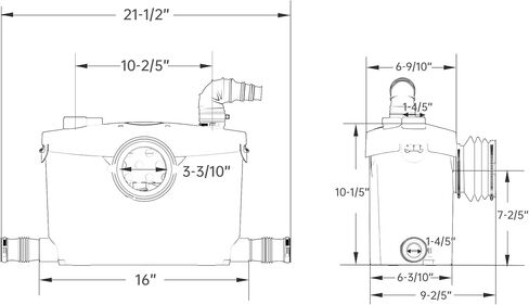 مضخات المرحاض SUPERFLO Macerator بقدرة 600 واط، مضخة نفايات الدش لنفايات حوض الاستحمام، مضخة الصرف الصحي مع فتحة تهوية و4 مداخل مياه in Kuwait