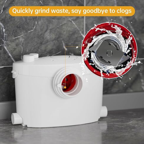 مضخات المرحاض SUPERFLO Macerator بقدرة 600 واط، مضخة نفايات الدش لنفايات حوض الاستحمام، مضخة الصرف الصحي مع فتحة تهوية و4 مداخل مياه in Kuwait