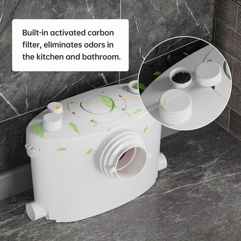 مضخات المرحاض SUPERFLO Macerator بقدرة 600 واط، مضخة نفايات الدش لنفايات حوض الاستحمام، مضخة الصرف الصحي مع فتحة تهوية و4 مداخل مياه in Kuwait