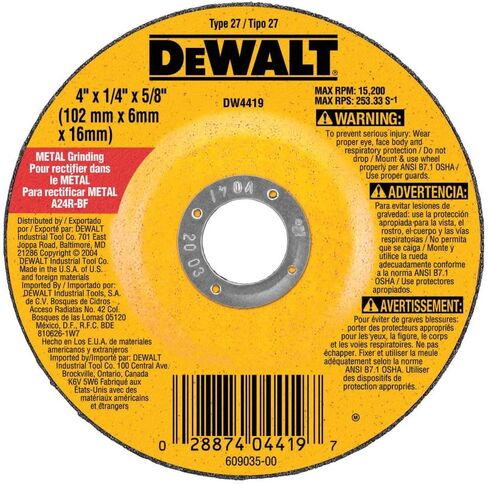 Black & Decker DW4419 1/4" Thick Grinding Wheel with 4" Diameter and 5/8" Arbor in Saudi Arabia
