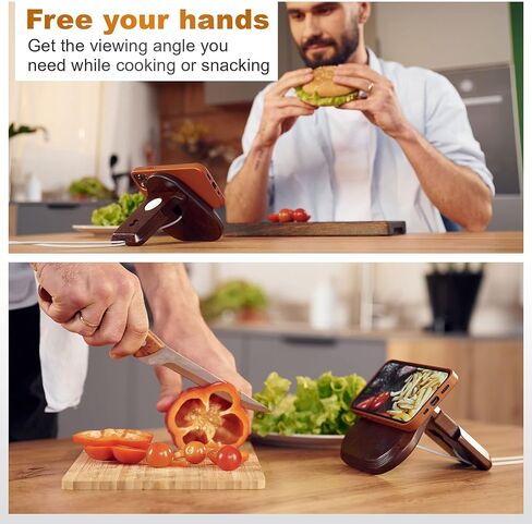 Wood Phone Docking Station Compatible with Magnetic Charger Gifts for Men or Dad for Husband Birthday Wife Nightstand Solid Ash Brown in Kuwait