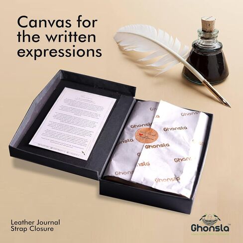 GHONSLA™ – Premium Handmade Leather Vintage Journal-Writing pad Gift for Artist,Sketch,Travel,Leather Journal for Men and Women,Antique Stone with Starp Closure (Handmade Ruled Paper, 5 x 7 Inch) in Saudi Arabia