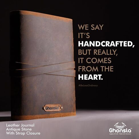 GHONSLA™ – Premium Handmade Leather Vintage Journal-Writing pad Gift for Artist,Sketch,Travel,Leather Journal for Men and Women,Antique Stone with Starp Closure (Handmade Ruled Paper, 5 x 7 Inch) in Saudi Arabia