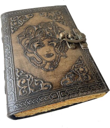 كراسة رسم مجلة جلدية عتيقة لرسم مذكرات قديمة من الظلال، دفتر ملاحظات فارغ، ورق جريموري ديكل حافة، وجه نسائي، مجلة عتيقة مع قفل، مجلة كتابة أقرب للرجال والنساء، 7 × 5 بوصة in Kuwait