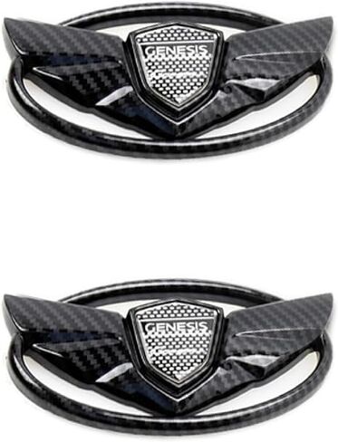 for Genesis 2 Pieces Logo Front+ Trunk Stickers Emblem Badges 2010-2017 Fit Genesis Art of Speed Coupe Wing Car Accessories (Matte Black) in Saudi Arabia