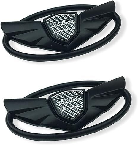 for Genesis 2 Pieces Logo Front+ Trunk Stickers Emblem Badges 2010-2017 Fit Genesis Art of Speed Coupe Wing Car Accessories (Matte Black) in Saudi Arabia
