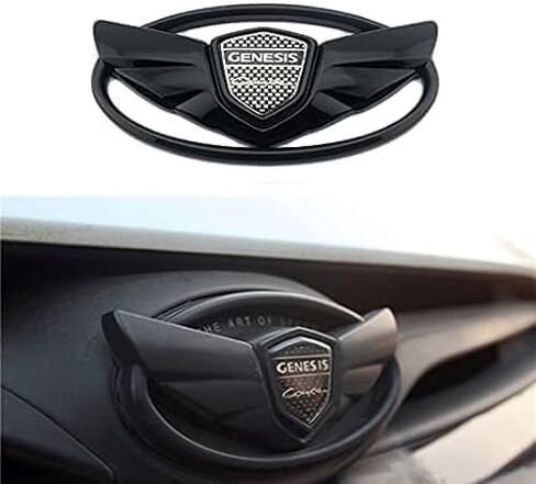 for Genesis 2 Pieces Logo Front+ Trunk Stickers Emblem Badges 2010-2017 Fit Genesis Art of Speed Coupe Wing Car Accessories (Matte Black) in Saudi Arabia