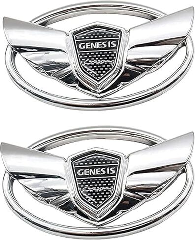 for Genesis 2 Pieces Logo Front+ Trunk Stickers Emblem Badges 2010-2017 Fit Genesis Art of Speed Coupe Wing Car Accessories (Matte Black) in Saudi Arabia