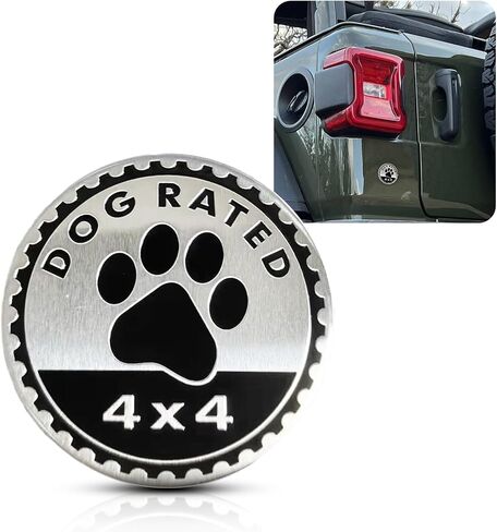 Bestmoy 4x4 Camping Badge 3D Metal Car Emblem, Round Decal Sticker, Compatible with Jeep Wrangler, SUVs, Trucks, and RVs - Vehicle Exterior Badge (Dog Rated) in Saudi Arabia