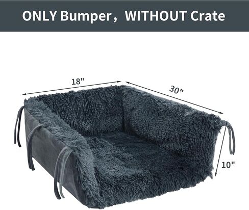HOMBYS Fluffy Dog Crate Bumper with Dog Mat (Crate NOT Include)-Soft Faux Fur Crate Accessorie Dog Kennel Cover, Dog Crate Training Pad for a Safe & Comfortable, Ties for Secure-Fit Front Door Crates in Saudi Arabia
