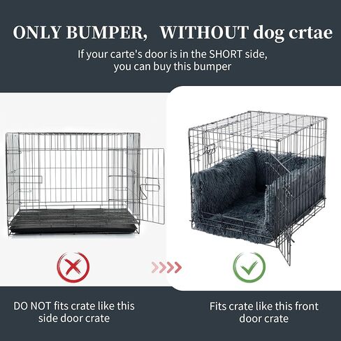HOMBYS Fluffy Dog Crate Bumper with Dog Mat (Crate NOT Include)-Soft Faux Fur Crate Accessorie Dog Kennel Cover, Dog Crate Training Pad for a Safe & Comfortable, Ties for Secure-Fit Front Door Crates in Saudi Arabia