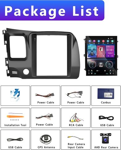 2+64G Car Stereo for Honda Civic 2004 2005 2006 2007 2008 2009 with Wireless Apple Carplay Android Auto, Podofo 9.7'' HD Touchscreen Android Radio GPS Navigation Bluetooth WiFi HiFi SWC Backup Camera in Saudi Arabia