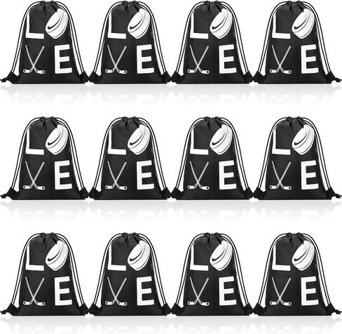 Sinmoe 12 Pcs Hockey Gift Bags Hockey Party Favor Bags Sport Hockey Theme Drawstring Bag Hockey Party Favors for Kids Hockey Birthday Party Supplies Field Hockey Gifts(7 x 10 Inch, Ice Hockey) in Saudi Arabia