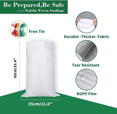 Heavy Duty Sandbags Woven Polypropylene Sand bags UV Protection Empty sandbag 10 Packs 21.6" x 33.4" Sand Bags Flood Protection Flood Barrier Quick in Saudi Arabia