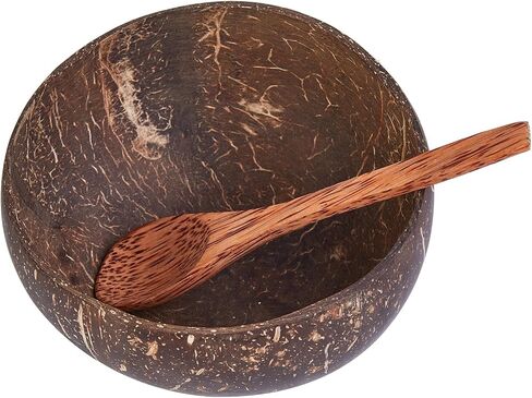 4 قطع من أوعية جوز الهند الطبيعية - أوعية تقديم صديقة للبيئة ومستدامة، متوسطة in Kuwait