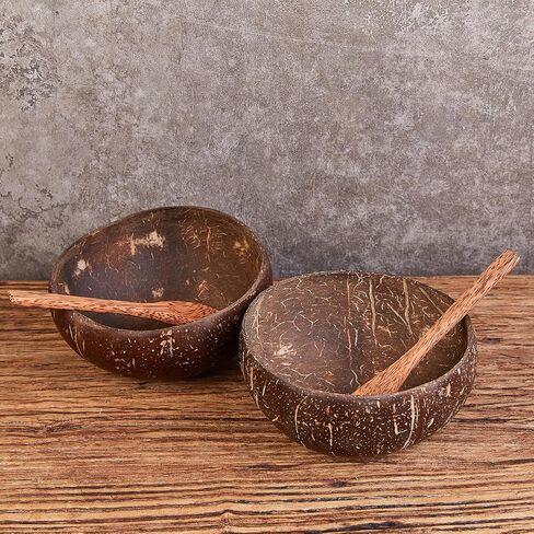 4 قطع من أوعية جوز الهند الطبيعية - أوعية تقديم صديقة للبيئة ومستدامة، متوسطة in Kuwait