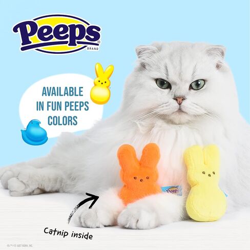 Peeps Bunnies Plush Catnip Cat Toys in Pink and Blue, 4"- 2 Count | Small Cat Toy Set with 2 Cat Toys | Catnip Cat Toys Plush Cat Toys from Peeps Marshmallow Candy Brand in Saudi Arabia