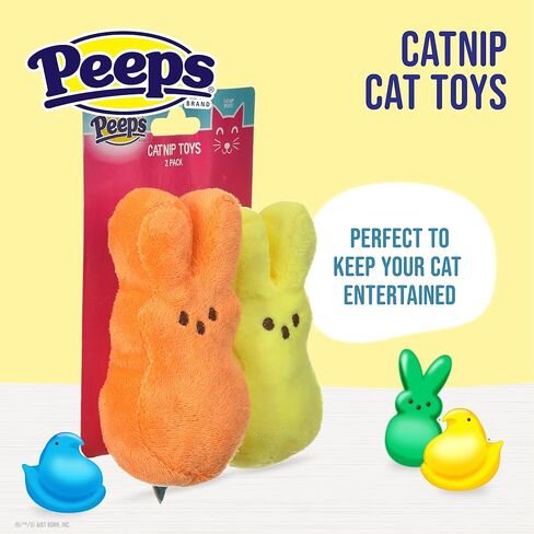Peeps Bunnies Plush Catnip Cat Toys in Pink and Blue, 4"- 2 Count | Small Cat Toy Set with 2 Cat Toys | Catnip Cat Toys Plush Cat Toys from Peeps Marshmallow Candy Brand in Saudi Arabia