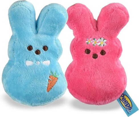 Peeps Bunnies Plush Catnip Cat Toys in Pink and Blue, 4"- 2 Count | Small Cat Toy Set with 2 Cat Toys | Catnip Cat Toys Plush Cat Toys from Peeps Marshmallow Candy Brand in Kuwait