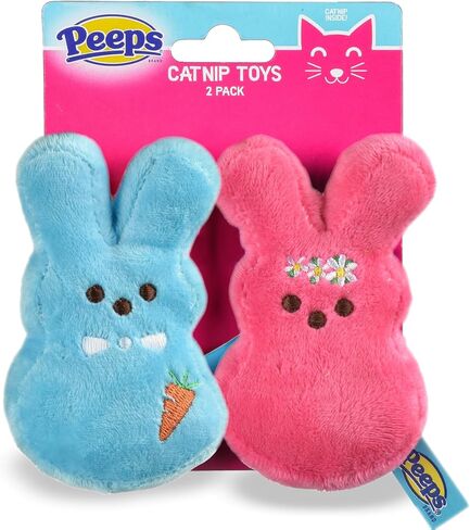 Peeps Bunnies Plush Catnip Cat Toys in Pink and Blue, 4"- 2 Count | Small Cat Toy Set with 2 Cat Toys | Catnip Cat Toys Plush Cat Toys from Peeps Marshmallow Candy Brand in Kuwait
