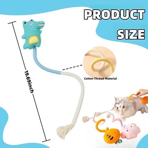 Cat Toys, 4Pcs Cute Cartoon Rope Toys, Cat Toys for Bored Cats, Cat Chew Toys for Teeth Cleaning, Interactive Catnip Toys for Indoor Cats Kittens（Plus 4 Packs of Catnip） in Saudi Arabia