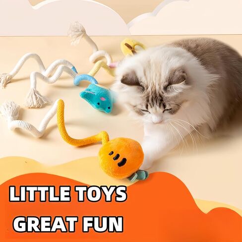 Cat Toys, 4Pcs Cute Cartoon Rope Toys, Cat Toys for Bored Cats, Cat Chew Toys for Teeth Cleaning, Interactive Catnip Toys for Indoor Cats Kittens（Plus 4 Packs of Catnip） in Saudi Arabia