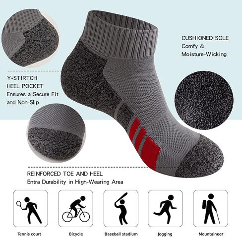 Sock Amazing 6 Pairs Low Cut Socks Cushion Athletic Socks for Running Cycling in Saudi Arabia