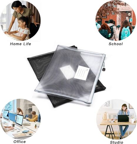VIQWYIC A4 Zipped Mesh Document File Folders, 5 PCS Zip Lock File Bag Wallets Folder for School Office Supplies (5 Colors) in Saudi Arabia