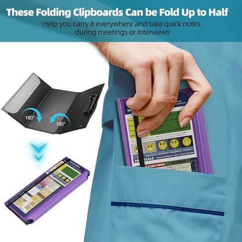 Nursing Clipboard Foldable with Nursing Edition Cheat Sheets,3 Layers Foldable Nurse Clip Boards Notepad for Students, Nurses and Doctors (Purple) in Saudi Arabia